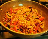 A picture of step 8 of Aromatic, spicy, hot, Protein rich noodles cooked in Indo American Chinese style.