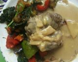 Foto del paso 13 de la receta: Carne a la crema de queso y champiñón con salteado de verduras