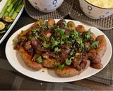 A picture of step 6 of Posh bangers and mash - wow.
