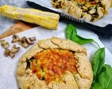 A picture of step 7 of Mushroom Spinach Corn Galette.