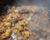 A picture of step 4 of Gobi, gosht and ublay Chawel.