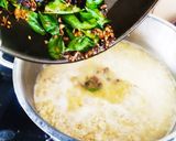 A picture of step 4 of Foxtail millet ven pongal with coconut chutney.