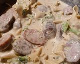 A picture of step 4 of Sausage Broccoli Pasta Alfredo.