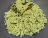 A picture of step 1 of Leftover khaman/dhokla Upma.