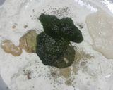 A picture of step 2 of Palak Masala Puri.