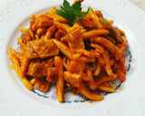 Foto del paso 7 de la receta: Fusilli con pechuga de pollo fileteada y tortilla francesa