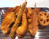 A picture of step 4 of Variety Kushiage (Japanese Skewered Fried Foods).