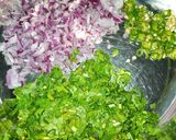 A picture of step 5 of Blackened Boondi Chaat.