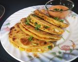 A picture of step 14 of Quesadillas in two different ways (Aloo/ vegetables).