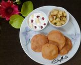 A picture of step 8 of Amaranth Poori with Aloo sabzi.