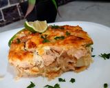 A picture of step 2 of Potato gratin with chicken strips.