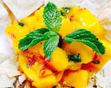 A picture of step 1 of Mango mint salsa.