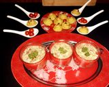 A picture of step 4 of Tomato egg soup  with  buttery patatos  swirls.