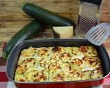 Foto del paso 3 de la receta Calabacín con merluza y gambas y crema de queso manchego