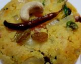 A picture of step 3 of Rawa upma and orange juice.