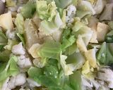 A picture of step 1 of Potato, cauliflower, cabbage cheesy bake.