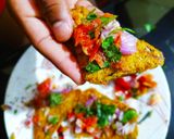 A picture of step 9 of Tawa Bread Pakoda Chat.