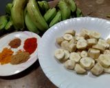 A picture of step 1 of Raw banana sabzi.