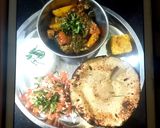 A picture of step 4 of Brinjal potatoes sabzi (eggplant).