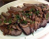 A picture of step 25 of Sauerbraten (Burgunderbraten) with Mushrooms.