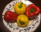 A picture of step 3 of California Farm Eggplant Dinner with Stuffed Peppers.
