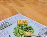 Hình bước làm 4 của món Trứng chiên rau củ (bữa tối eat clean)