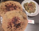 A picture of step 7 of Methi ka bhurta or filling paratha.