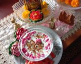 A picture of step 3 of Rose milk rice kheer.