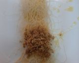 A picture of step 2 of Kunefa filled with Walnuts.