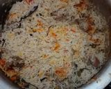 A picture of step 11 of Beef Yakhni pulao biryani.