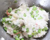 A picture of step 3 of Edamame Cheese Hanpen Balls for Bento.