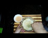 A picture of step 4 of Aloo chilla or Potato Pancake.