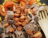 A picture of step 3 of My Style Halloumi Bake with Roast Lamb. 💜.