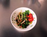 A picture of step 1 of Spinach, Corn, Edamame, and Ume Ponzu Salad.