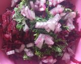 A picture of step 1 of Beet kachumber salad.
