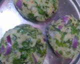 A picture of step 4 of Poha Spinach tikki.