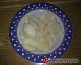 A picture of step 1 of Nigella Lawson's Pear Chocolate Cake.