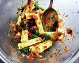 A picture of step 1 of Parsley & Cheese Okaka Fried Gyoza.
