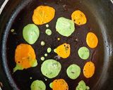 A picture of step 5 of Polka dots cheela.