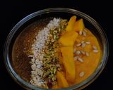 A picture of step 3 of Oatty mango smoothie.
