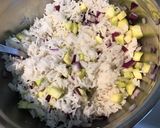 Une image de l'étape 12 de Salade de riz aux légumes,olives et pancetta grillée.