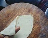 A picture of step 3 of Aloo Matar samosa with homemade samosa patti.