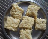 A picture of step 5 of Lauki rings with burfi.