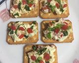 A picture of step 3 of Tuc open sandwich.