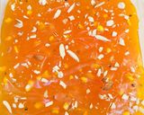 A picture of step 7 of Bombay Karachi halwa in heart shape.