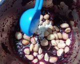 A picture of step 6 of Red Velvet Dhokla with Pink Chutney.