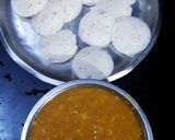 A picture of step 5 of Sambar with idli.