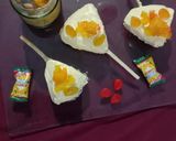 A picture of step 4 of Eggless mango cake popsicles.