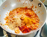 A picture of step 5 of Paneer butter masala without onion and garlic curry 🍛.