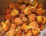 A picture of step 2 of Lentil Fritters in mix veg curry.